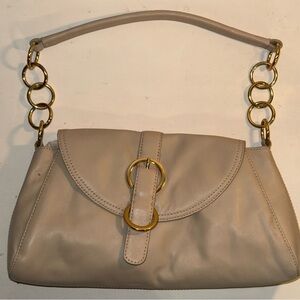 New Kate Landry Tan w/ Gold Accents Leather Shoulder Bag.